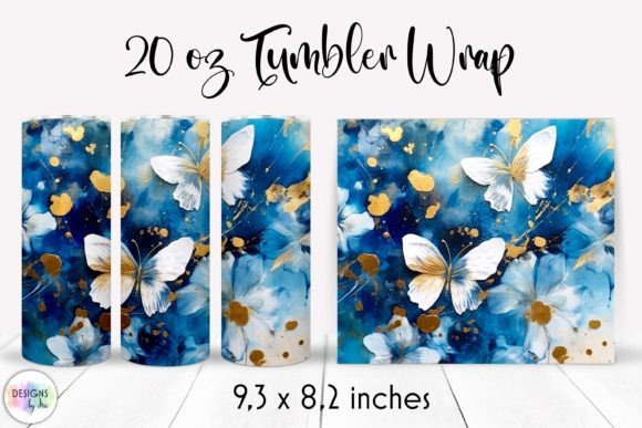 Alcohol Ink Butterflies and Flowers Wrap: Graphics & Tumbler Wraps