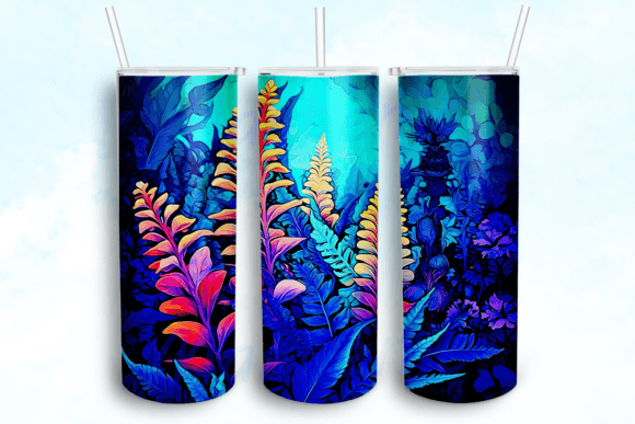 Blue Lupine Flower Stained Graphics for Crafts