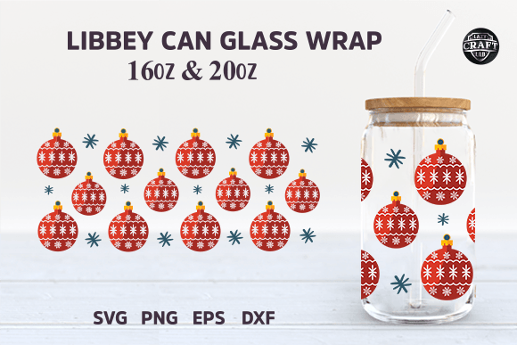 Christmas Balls Can Glass Wrap Libbey SV Graphics