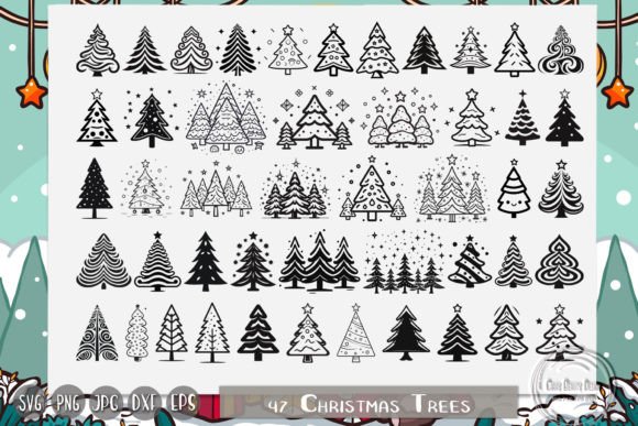 Christmas Tree Graphics Bundle for Crafts