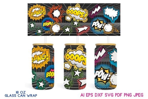 COMICS Space 16 Oz Glass Can Wrap Graphics