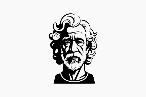 Curly Hair Old Man Face: Graphics for Crafts & Branding