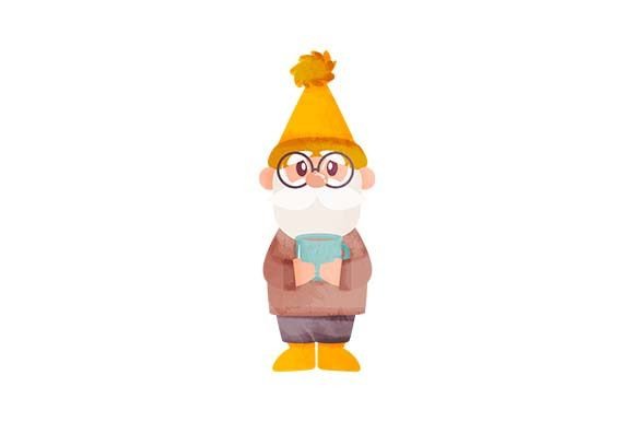 Cute Gnome Holding a Cup: Crafts & Fairy Tales Design Asset