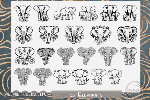 Floral Elephant, Elephant Family Mandala Graphics