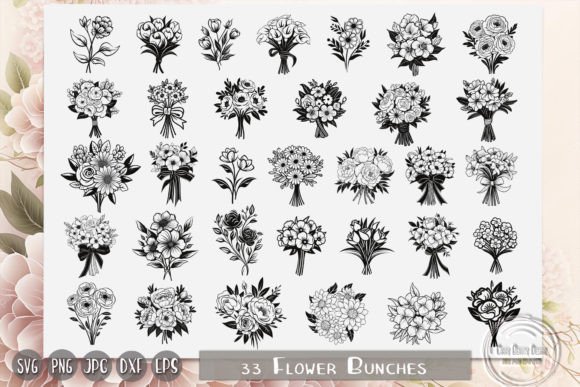 Flower Bunch Floral Bouquet: Botanical Graphics for Crafts