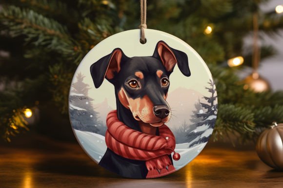 Forest Doberman Ornament: Graphics for Crafts & Editorial Use