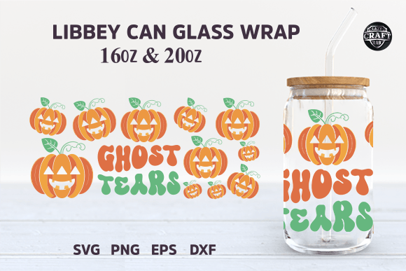 Halloween Libbey Can Glass Wrap Pumpkin Graphics