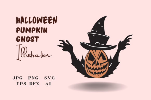 Halloween Pumpkin in Ghost Hat: Graphics & Illustrations