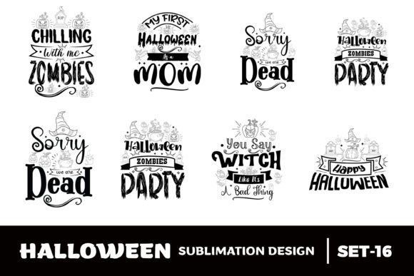 Halloween Quotes Sublimation Bundle - 16 Graphics