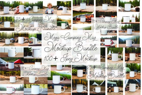 Mega Camping Mug Mockups Bundle: Graphics for Mugs Amp