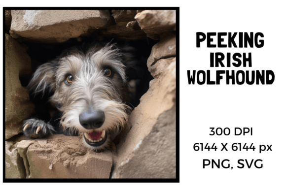 Peeking Irish Wolfhound Graphics for Crafts