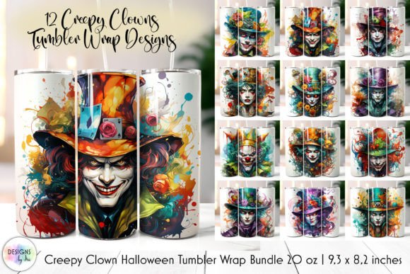Vintage Halloween Clown Tumblers Bundle: Graphics & Tumbler Wraps