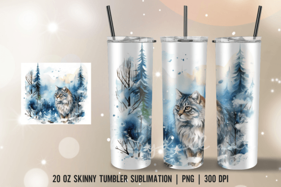 Winter Cat Tumble Wrap Sublimation: Graphics for Crafts Sellers