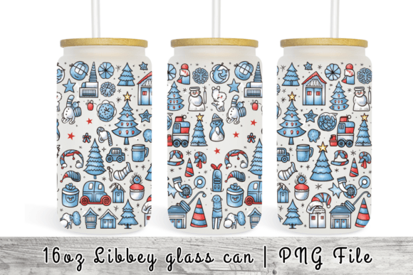 Winter Christmas Libbey Beer Glass Can Graphics
