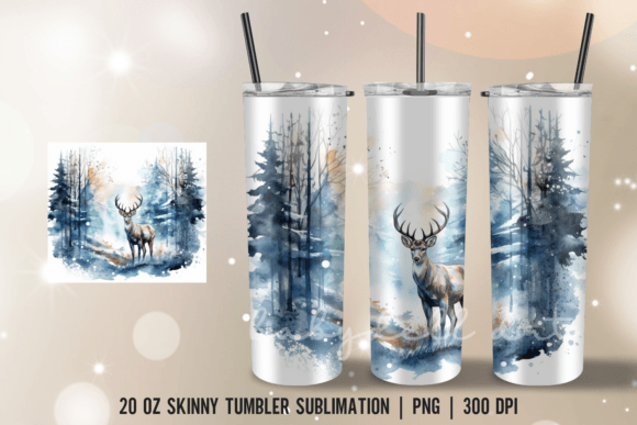 Winter Deer Skinny Tumble Sublimation: Graphics for Crafts-Driven Brands